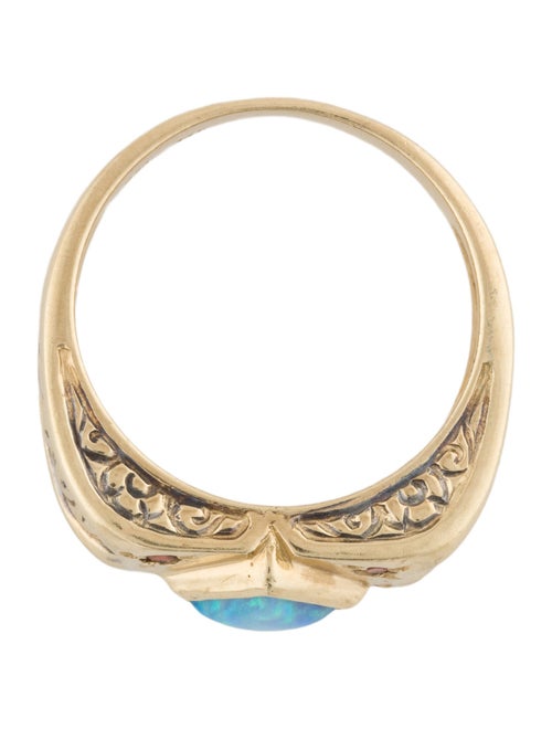 Ring 14K Opal & Garnet Cocktail Ring