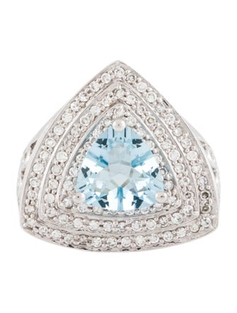 Ring 14K 2.68ct. Aquamarine & Diamond Cocktail Ring