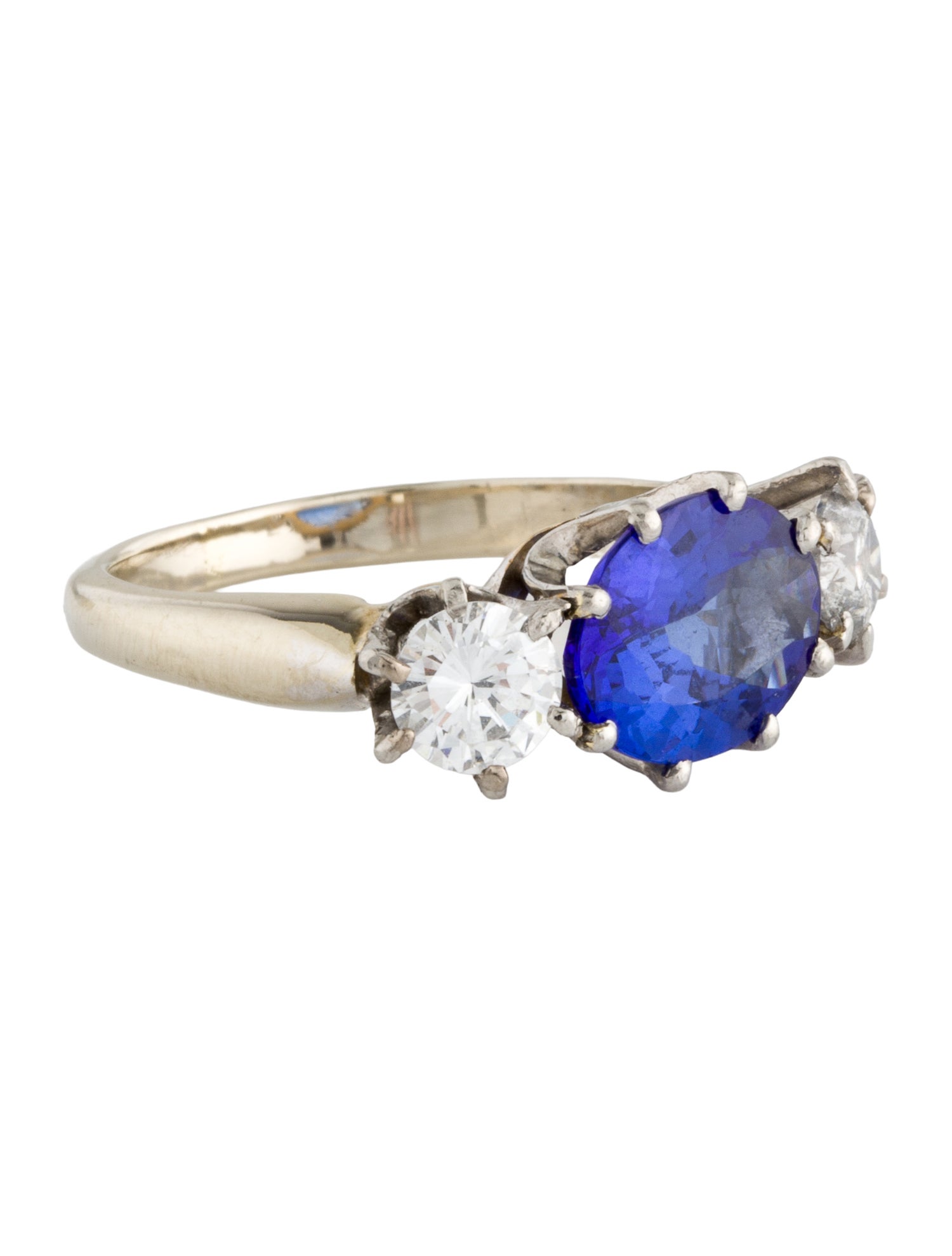 Ring 2.33ct Tanzanite & Diamond Three Stone Cocktail