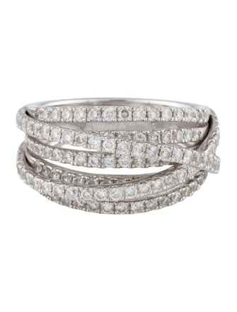 Ring 18K 1.30ctw Diamond Multirow Cocktail Ring