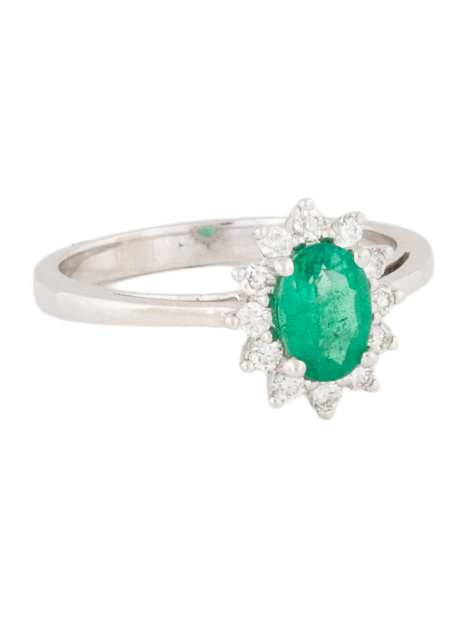 Ring 18K Emerald & Diamond Cocktail