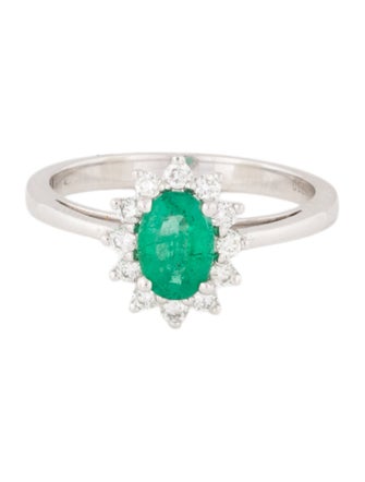 Ring 18K Emerald & Diamond Cocktail Ring