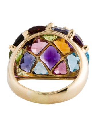Ring 18K Multistone & Diamond Dome Cocktail Ring