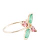 Ring 14K Emerald, Tourmaline & Diamond Butterfly Cocktail Ring