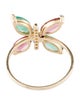 Ring 14K Emerald, Tourmaline & Diamond Butterfly Cocktail Ring
