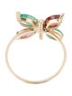 Ring 14K Emerald, Tourmaline & Diamond Butterfly Cocktail Ring