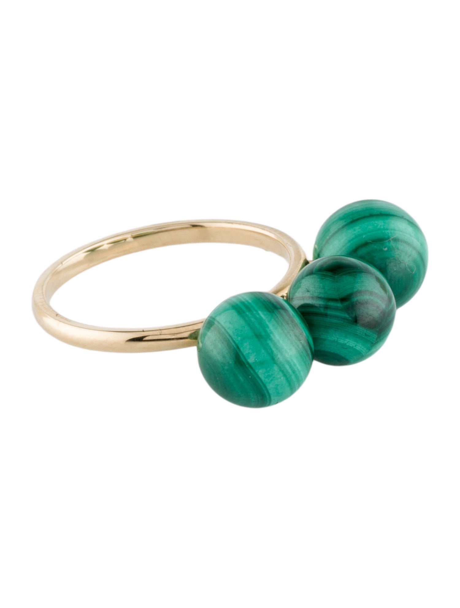 Ring 14K Malachite Beaded Ring