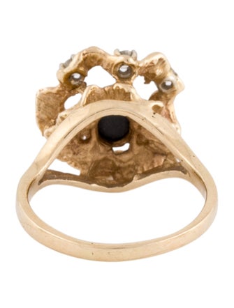 Ring 14K Opal & Diamond Cocktail Ring