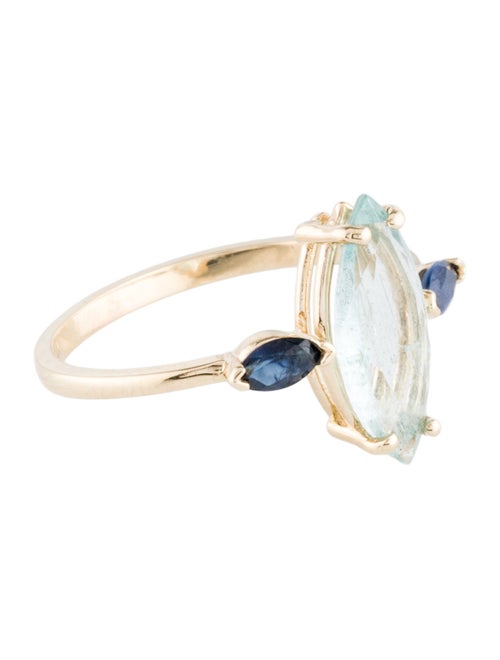 Ring 14K 1.51ct Aquamarine & Sapphire Cocktail Ring