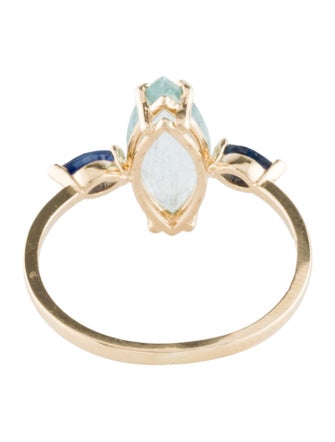 Ring 14K 1.51ct Aquamarine & Sapphire Cocktail Ring
