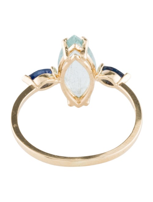 Ring 14K 1.51ct Aquamarine & Sapphire Cocktail Ring
