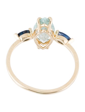 Ring 14K 1.51ct Aquamarine & Sapphire Cocktail Ring