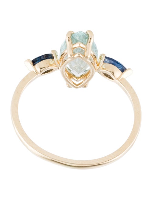 Ring 14K 1.51ct Aquamarine & Sapphire Cocktail Ring
