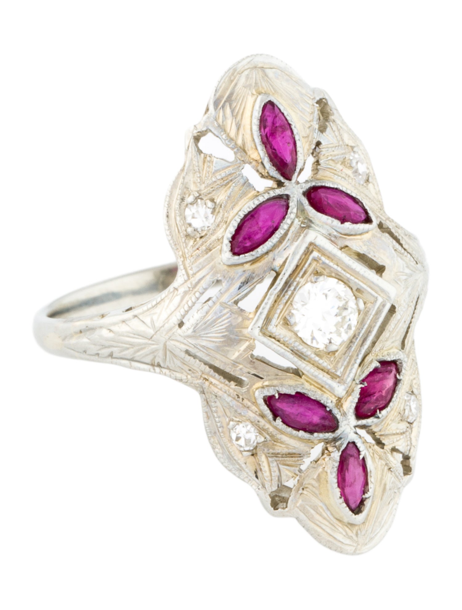 Ring 18K Ruby & Diamond Cocktail