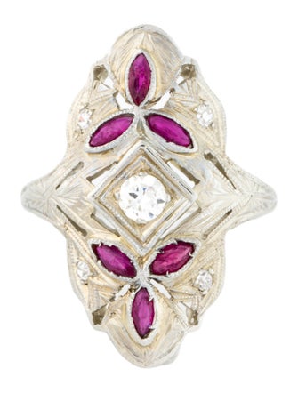 Ring 18K Ruby & Diamond Cocktail Ring