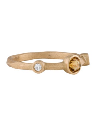 Ring 14K Citrine & Diamond Band
