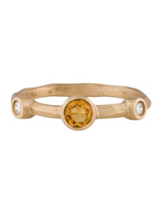 Ring 14K Citrine & Diamond Band