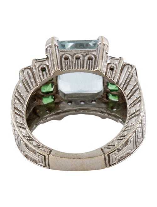 Ring 14K Aquamarine, Tsavorite, & Diamond Cocktail Ring