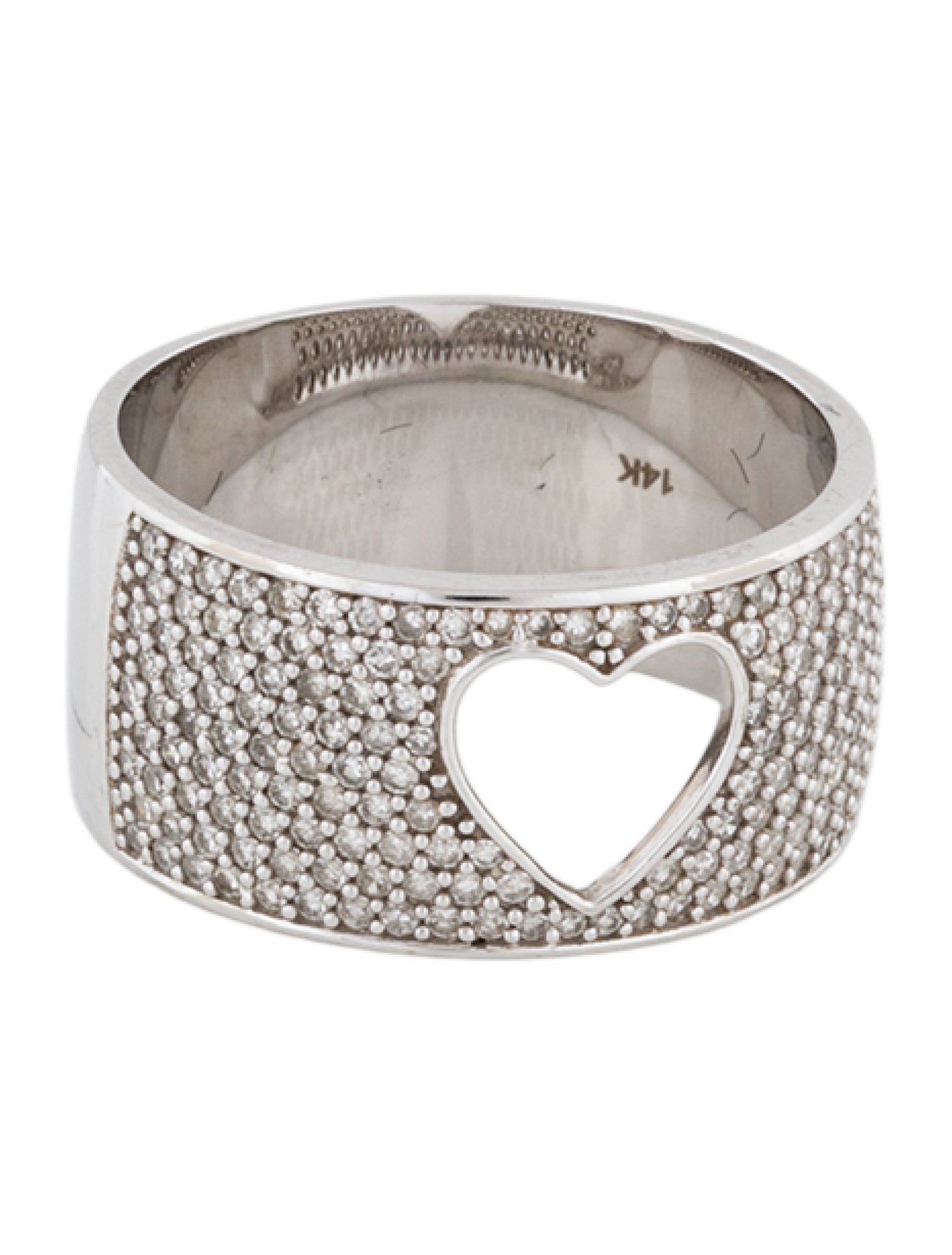 Ring 14K Diamond Heart Wide Band