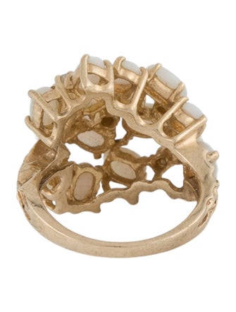 Ring 14K Opal & Diamond Cluster Cocktail Ring