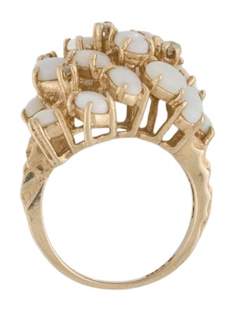 Ring 14K Opal & Diamond Cluster Cocktail Ring