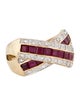 Ring 10K Ruby & Diamond Crossover Band