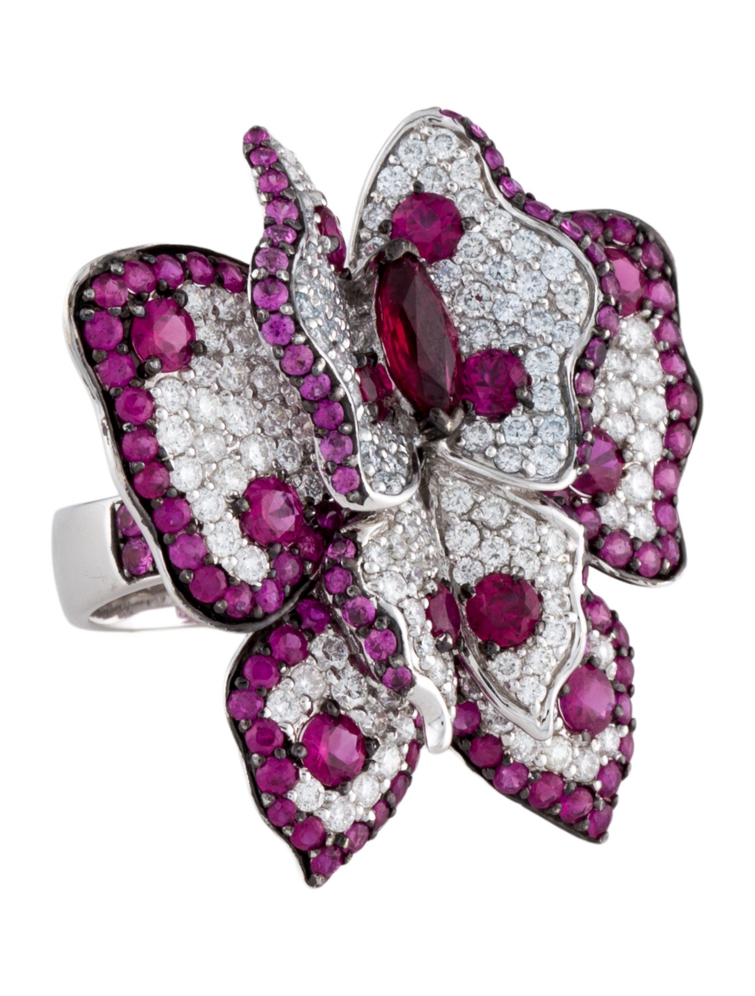 Ring 18K 1.78ct Ruby, Sapphire & Diamond Cocktail