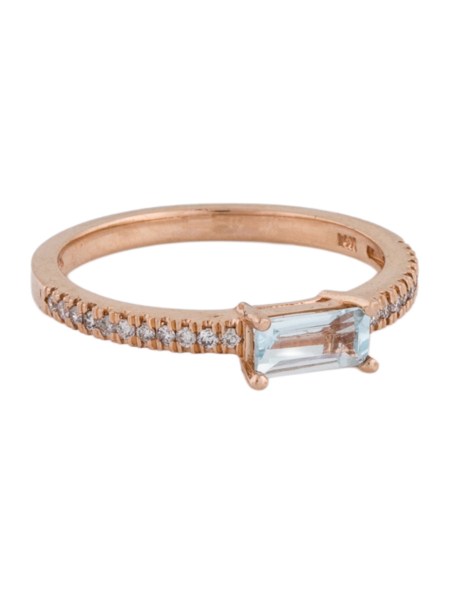 Ring 14K Aquamarine & Diamond