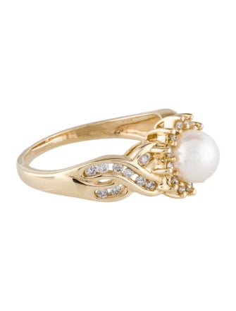 Ring 14K Pearl & Diamond Cocktail Ring