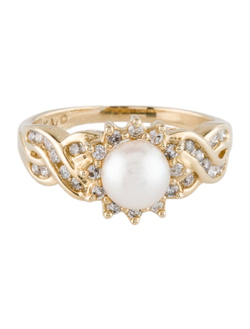 Ring 14K Pearl & Diamond Cocktail Ring