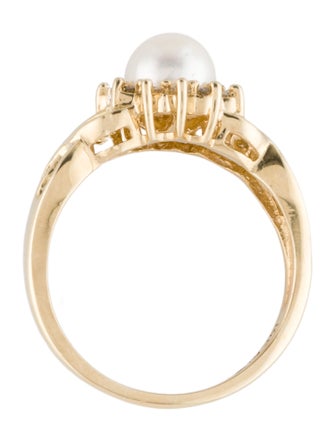 Ring 14K Pearl & Diamond Cocktail Ring