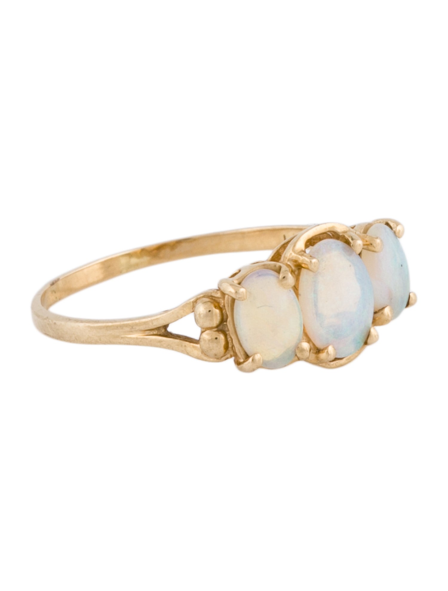 Ring 14K Opal Three Stone Cocktail Ring