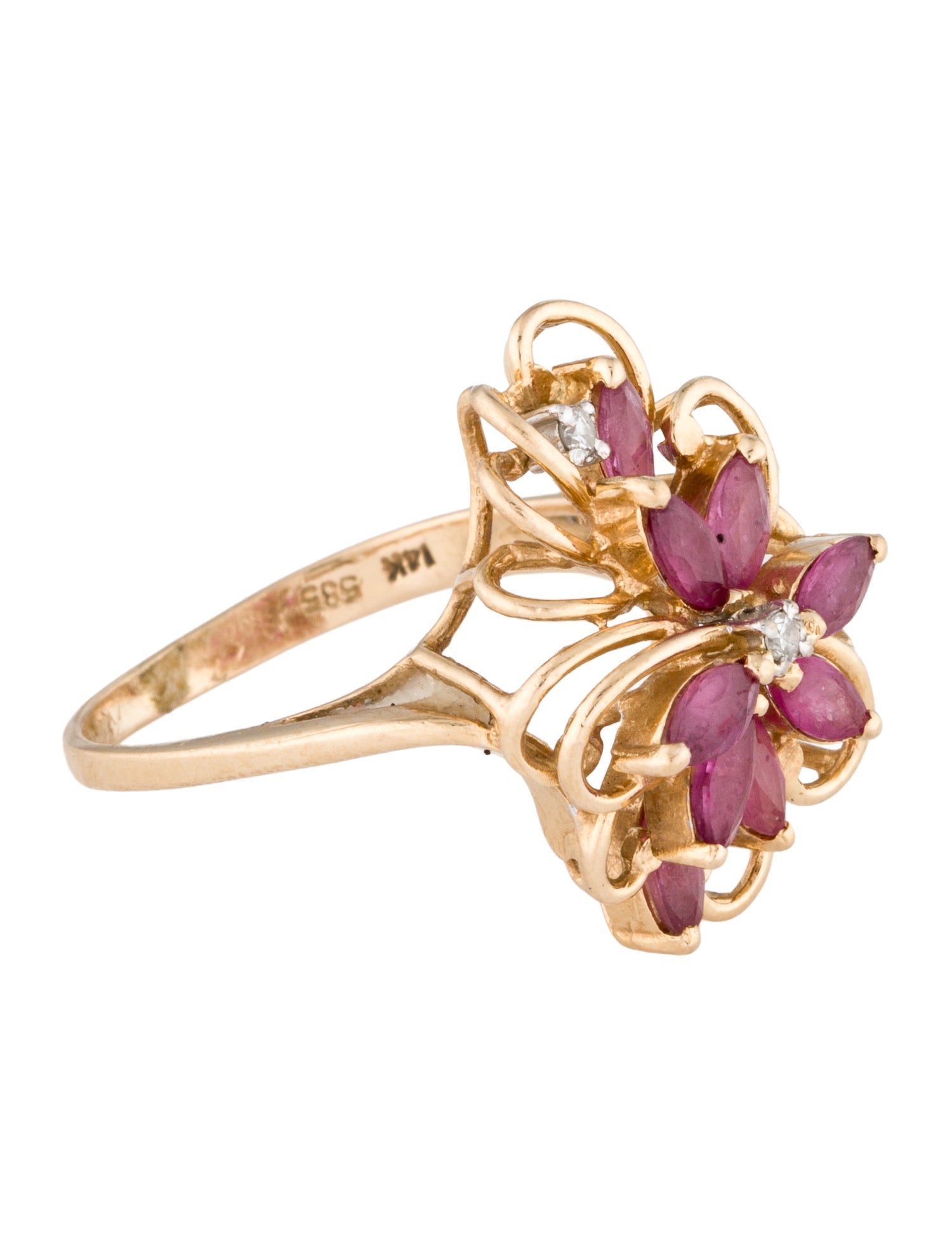 Ring 14K Ruby & Diamond Cocktail