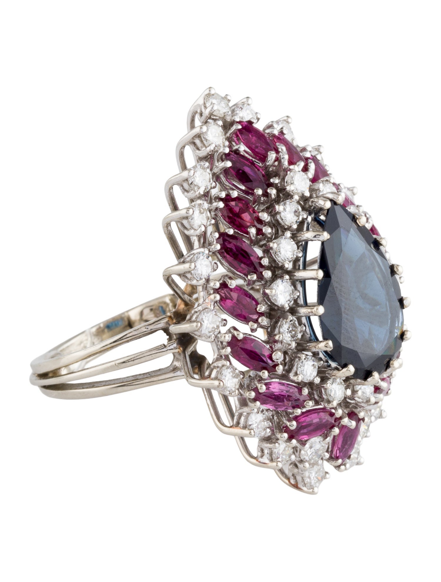 Ring 14K 5.32ct Sapphire, Ruby, & Diamond Cocktail