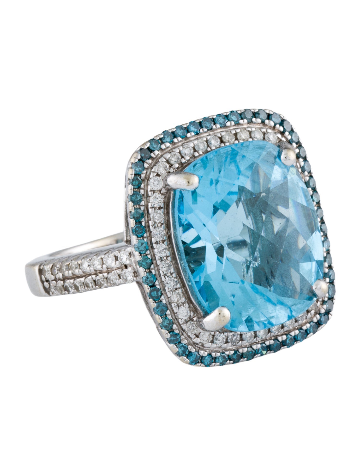 Ring 14K Topaz & Diamond Cocktail