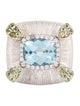 Ring 18K Aquamarine, Diamond & Peridot Accented Cocktail Ring