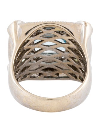 Ring 18K Aquamarine, Diamond & Peridot Accented Cocktail Ring