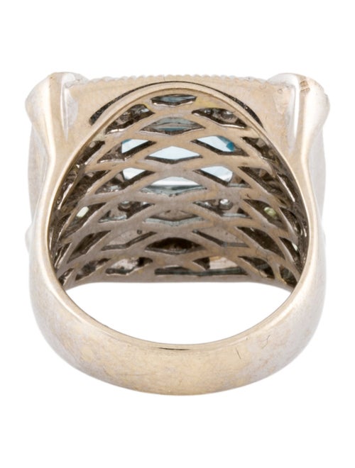 Ring 18K Aquamarine, Diamond & Peridot Accented Cocktail Ring