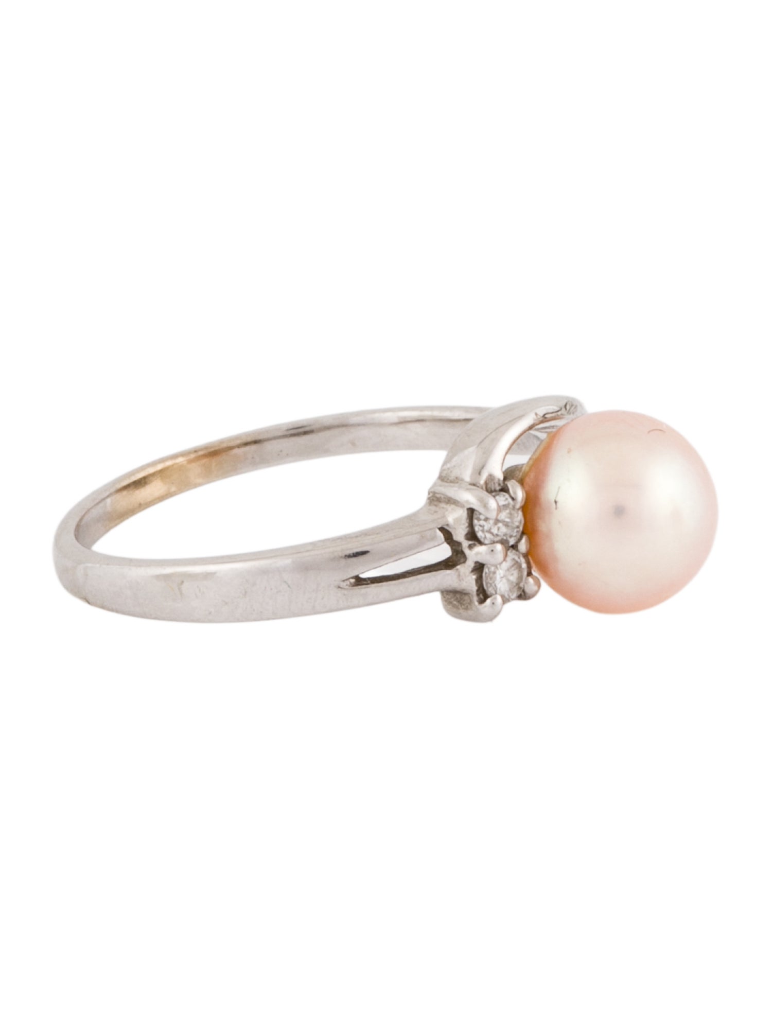 Ring 14K Pearl & Diamond Cocktail
