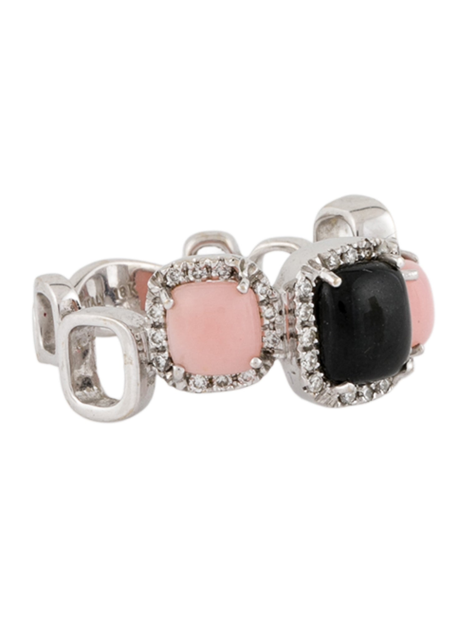 Ring Novarese & Sannazzaro 18K Onyx & Pink Opal Band