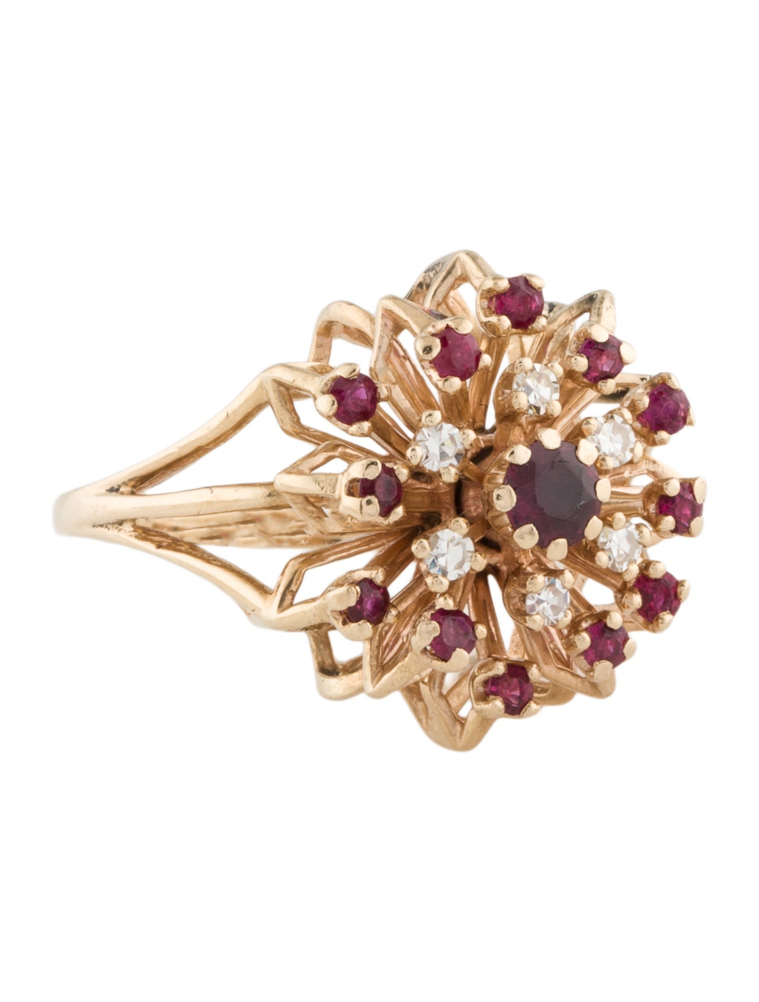 Ring 14K Ruby & Diamond Cocktail
