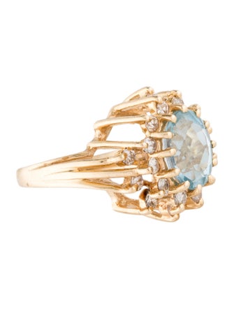 Ring 14K 2.74ct Topaz & Diamond Cocktail Ring