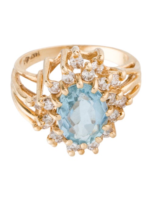 Ring 14K 2.74ct Topaz & Diamond Cocktail Ring