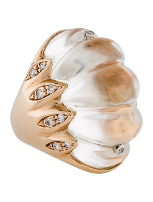 Ring 14K Diamond-Accented Quartz Cocktail Ring