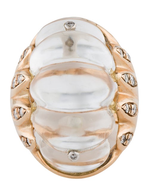 Ring 14K Diamond-Accented Quartz Cocktail Ring