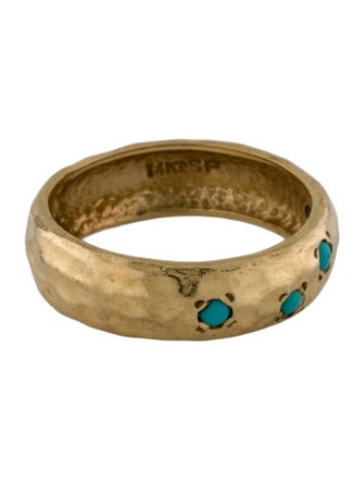 Ring 14K Turquoise Hammered Band