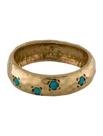 Ring 14K Turquoise Hammered Band
