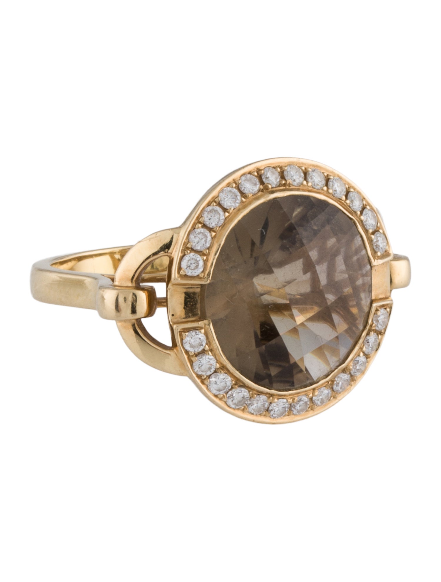 Ring 18K Smoky Quartz & Diamond Cocktail