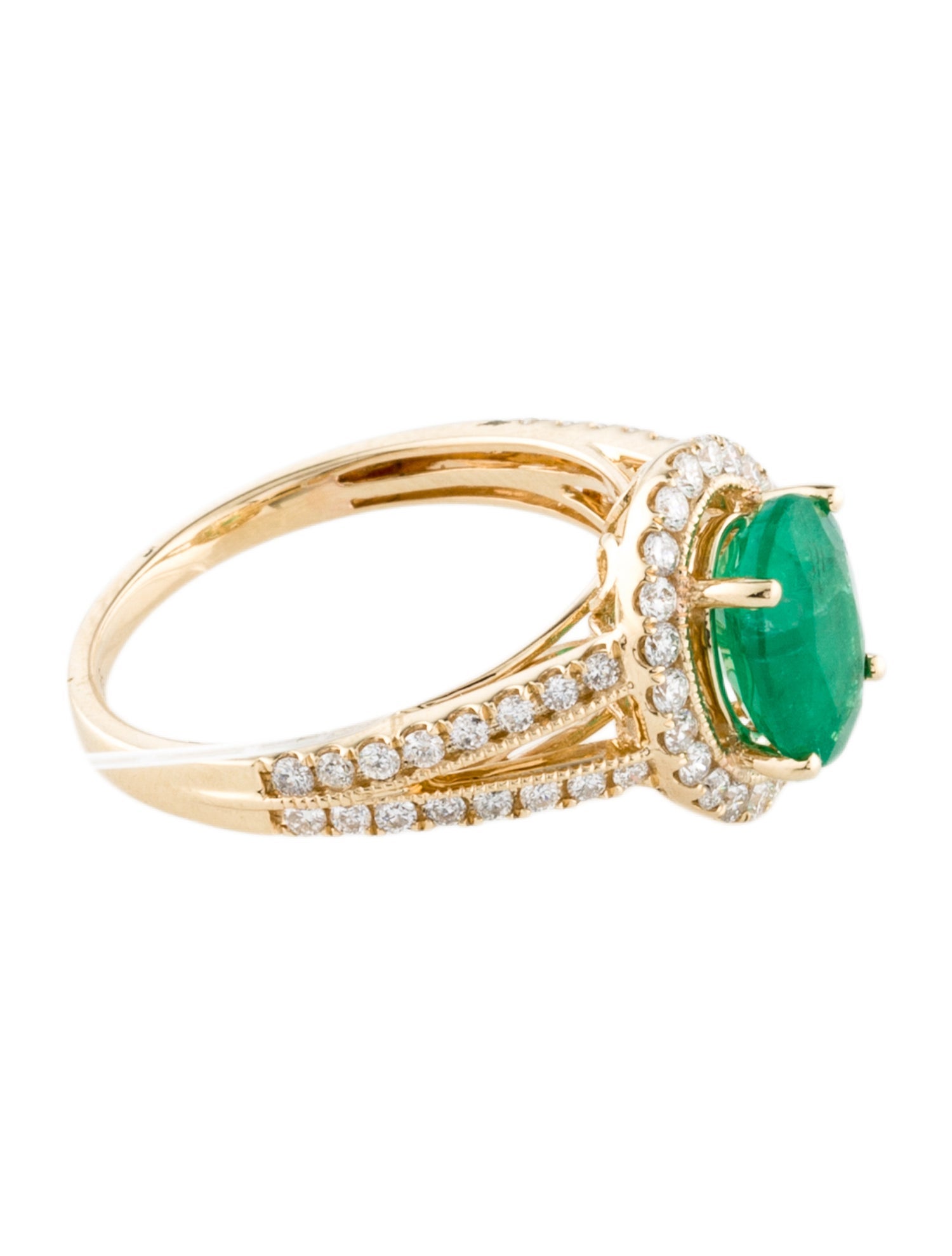 Ring 14K 1.70ct Emerald & Diamond Cocktail