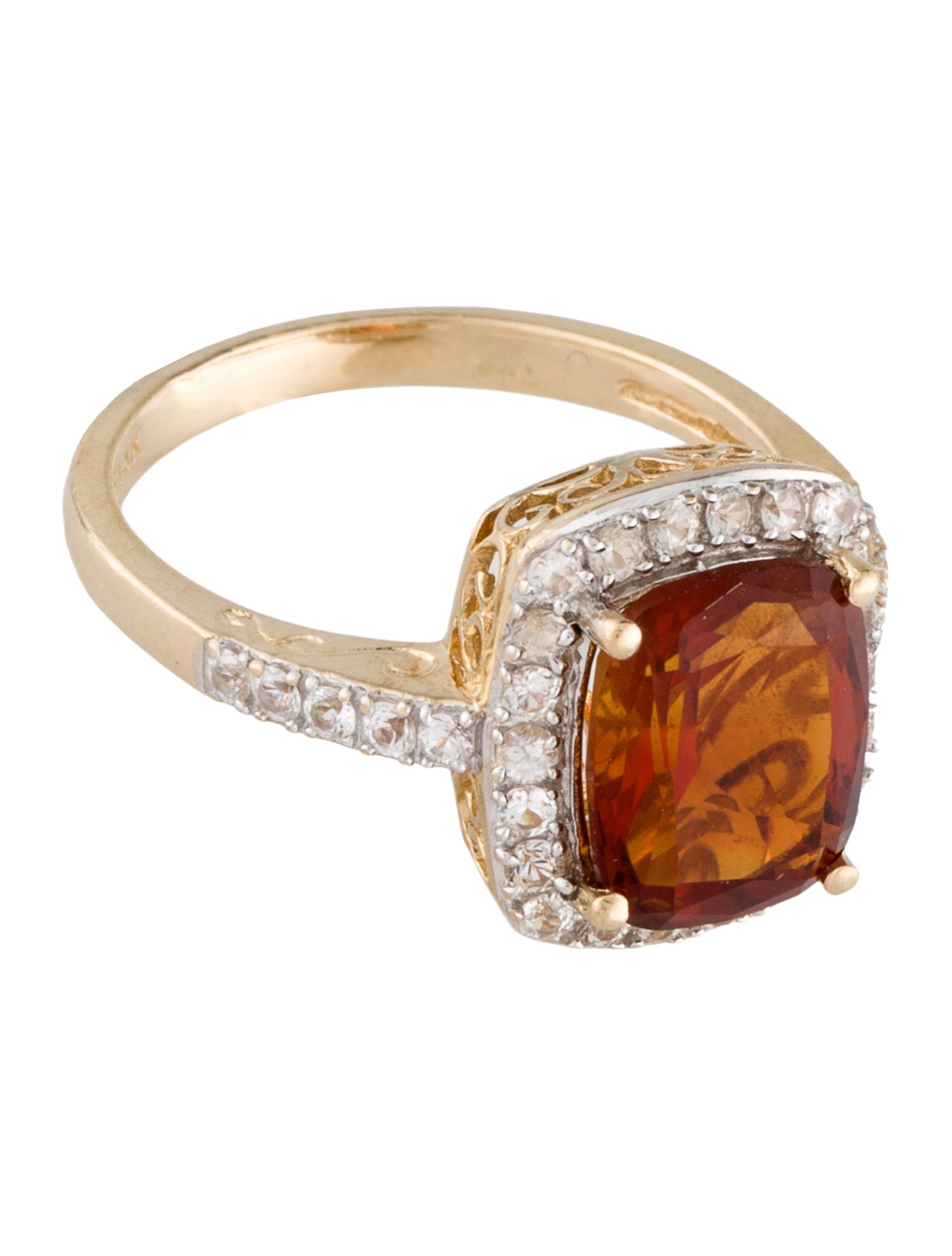 Ring 14K Citrine and Diamond Cocktail